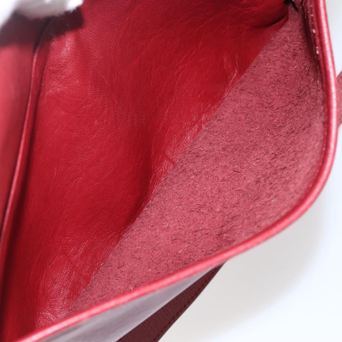 Coach Shoulder Bag Leather Red Gold Auth 165111