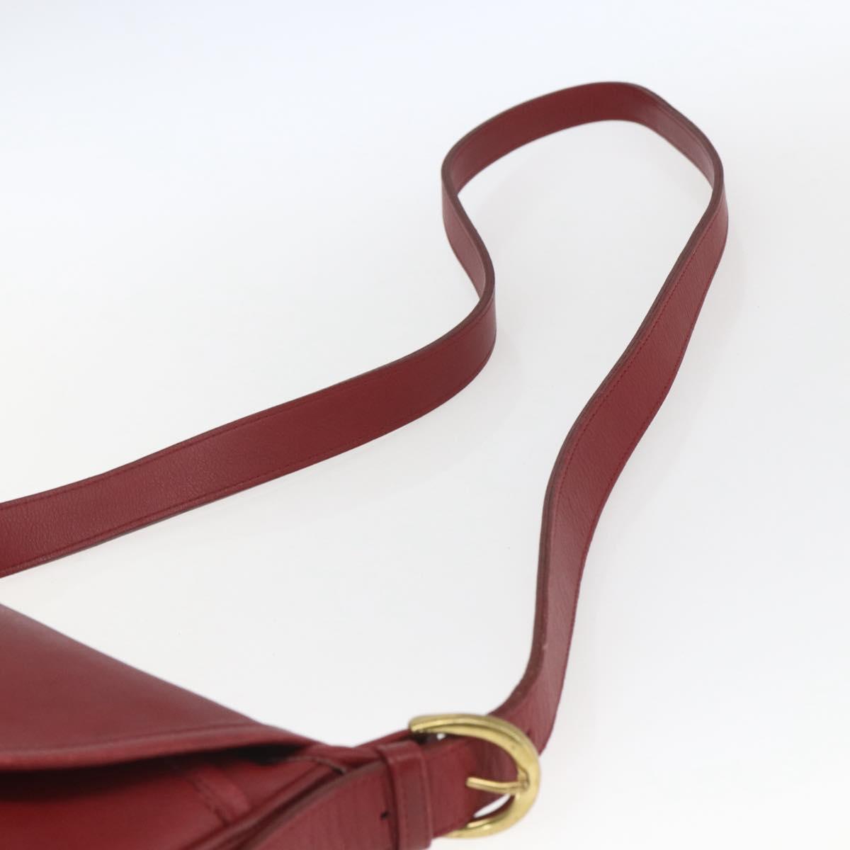 Coach Shoulder Bag Leather Red Gold Auth 165111