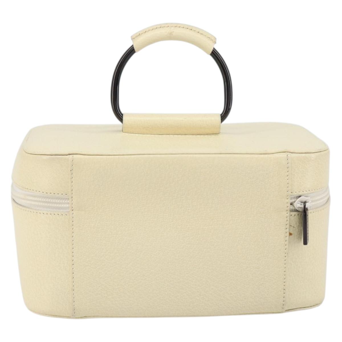 GUCCI Vanity Cosmetic Pouch Leather White 039 1705 0710 Auth 165112