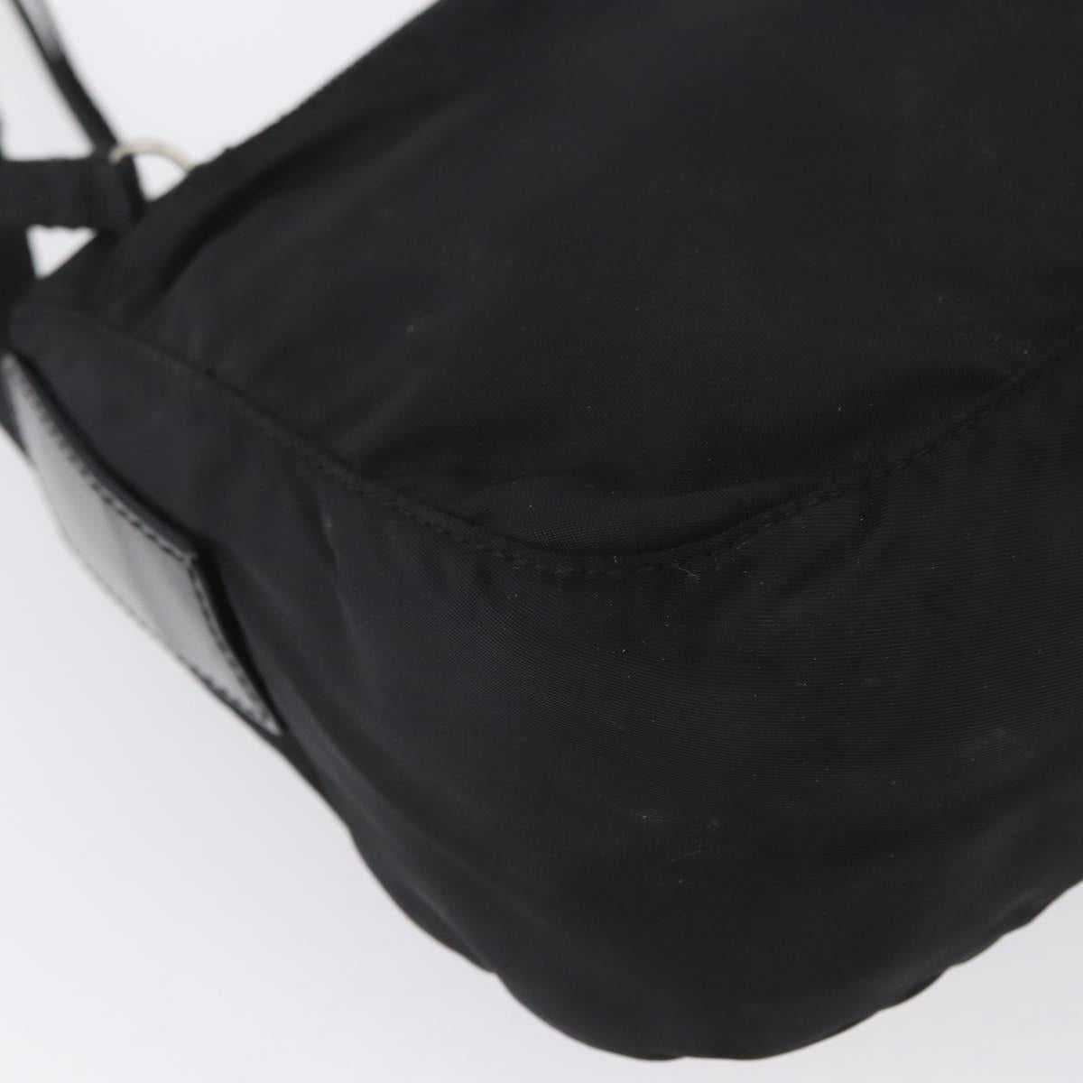 PRADA Shoulder Bag Nylon Black Silver Auth 165115