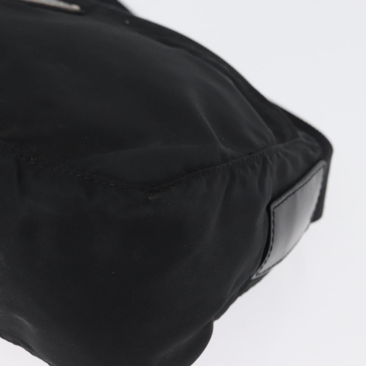 PRADA Shoulder Bag Nylon Black Silver Auth 165115