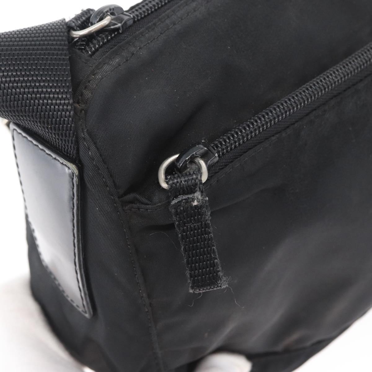 PRADA Shoulder Bag Nylon Black Silver Auth 165115