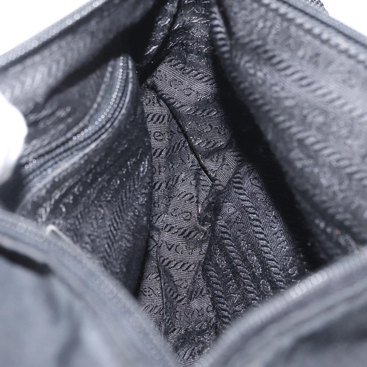 PRADA Shoulder Bag Nylon Black Silver Auth 165115