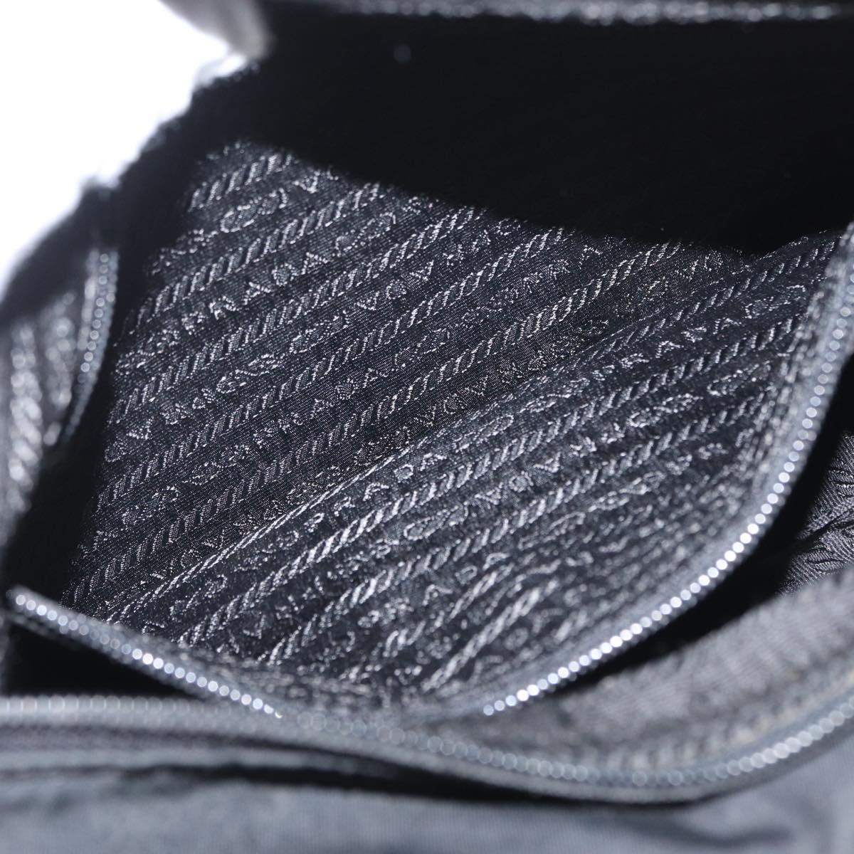 PRADA Shoulder Bag Nylon Black Silver Auth 165115