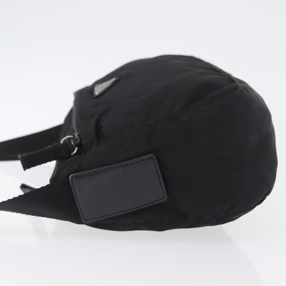 PRADA Shoulder Bag Nylon Black Silver Auth 165115