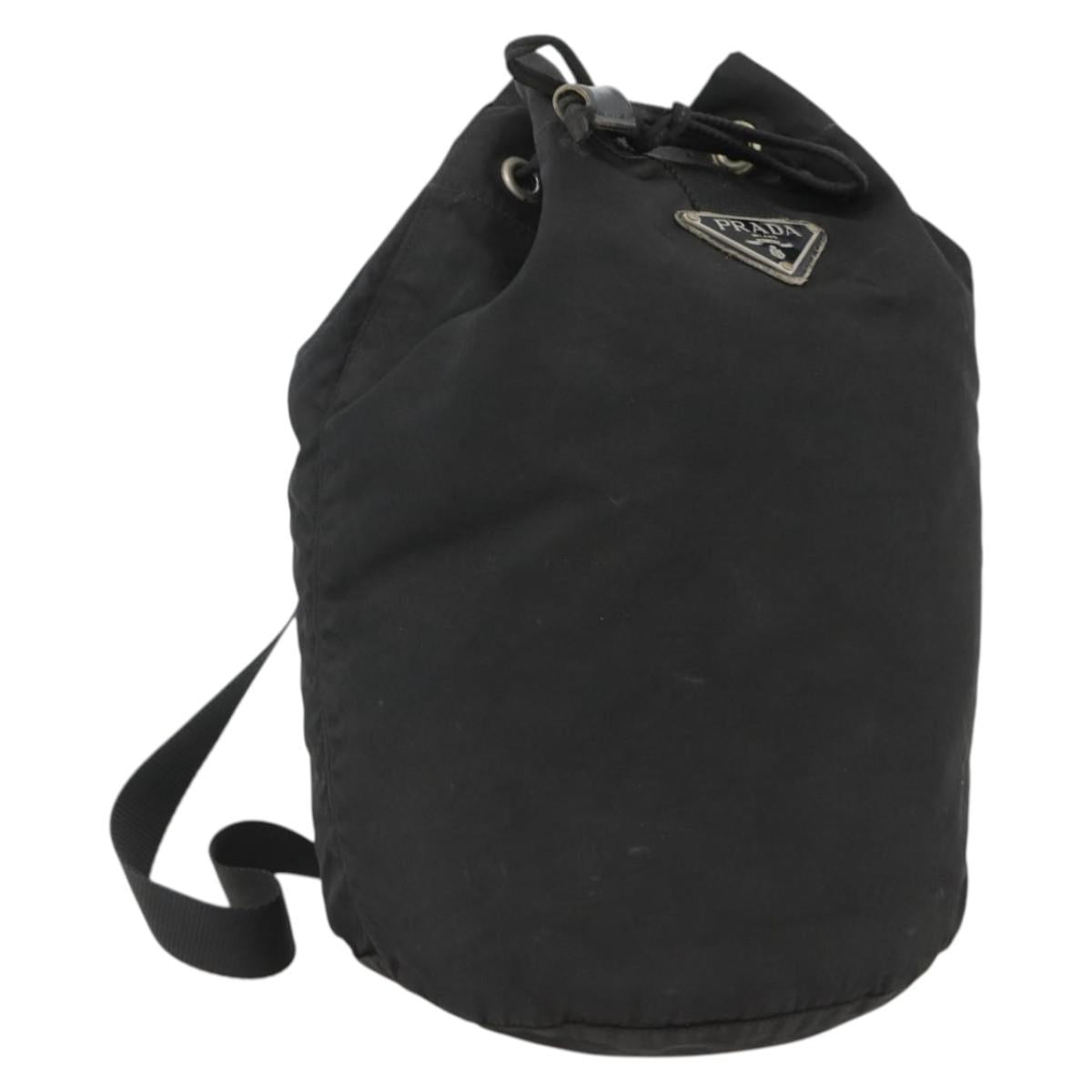 PRADA Purse Shoulder Bag Nylon Black Silver Auth 165116