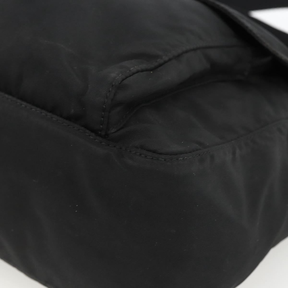 PRADA Shoulder Bag Nylon Black Silver Auth 165117