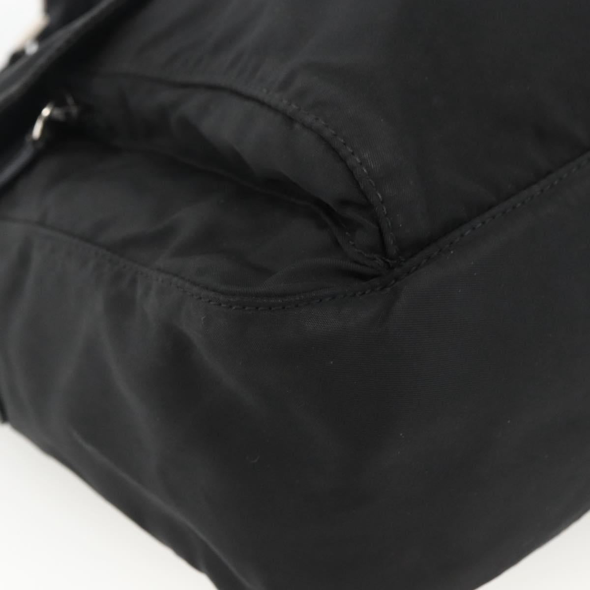 PRADA Shoulder Bag Nylon Black Silver Auth 165117