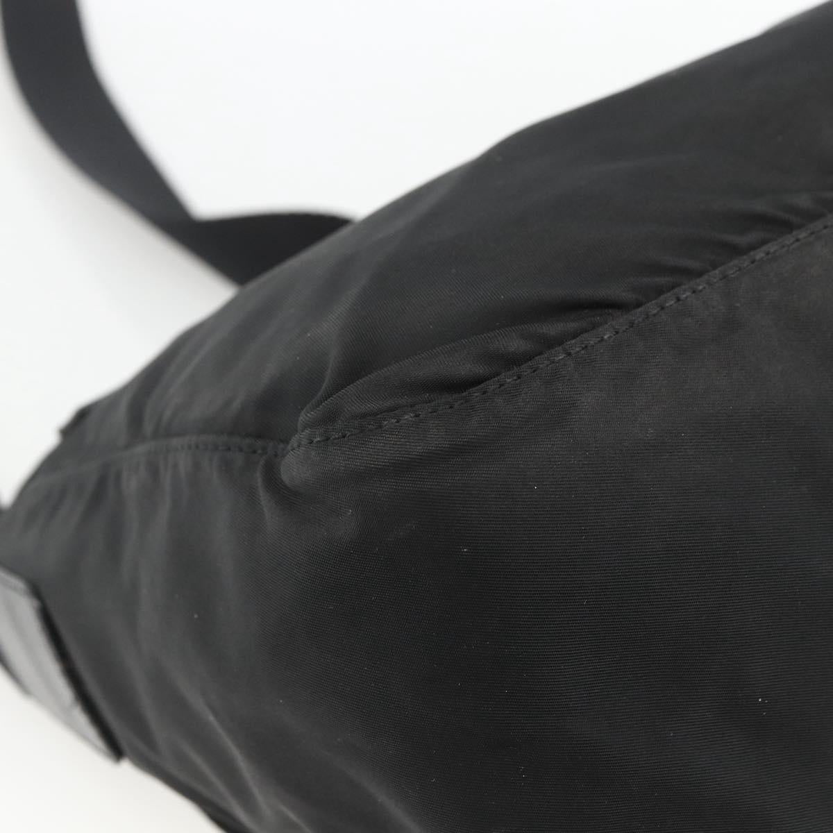 PRADA Shoulder Bag Nylon Black Silver Auth 165117