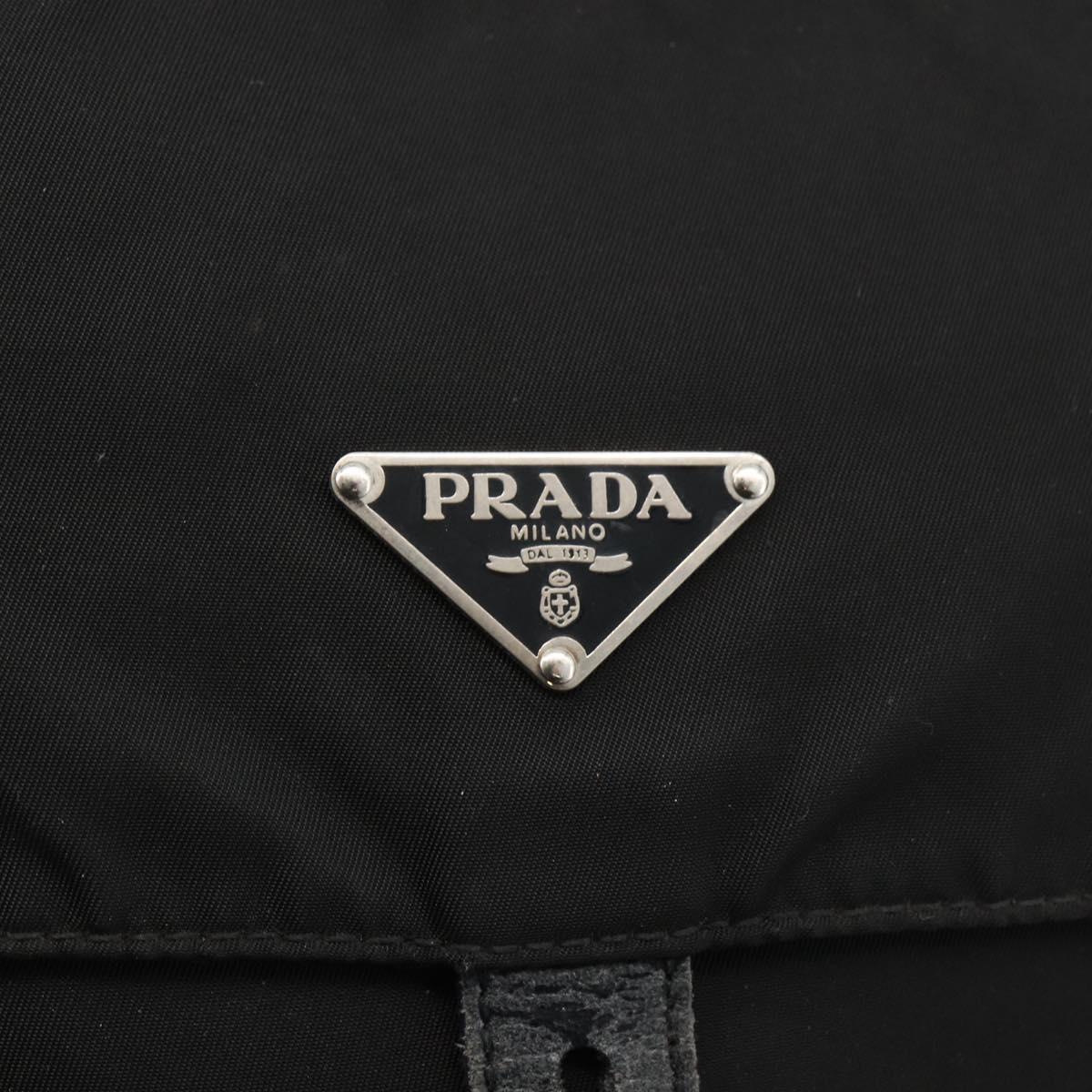 PRADA Shoulder Bag Nylon Black Silver Auth 165117