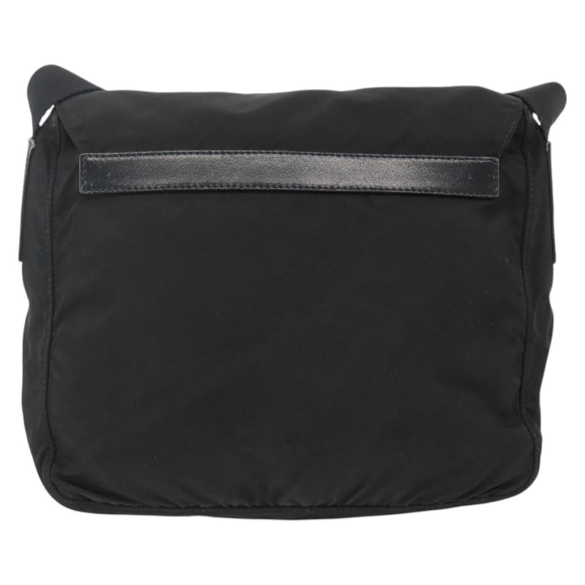 PRADA Shoulder Bag Nylon Black Silver Auth 165117