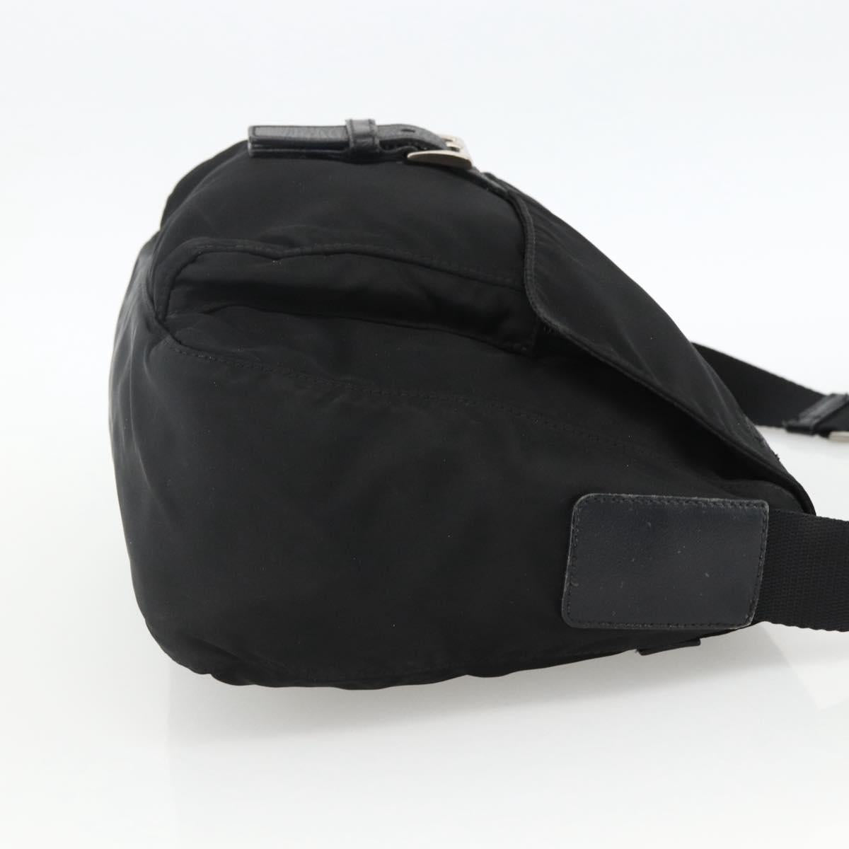 PRADA Shoulder Bag Nylon Black Silver Auth 165117