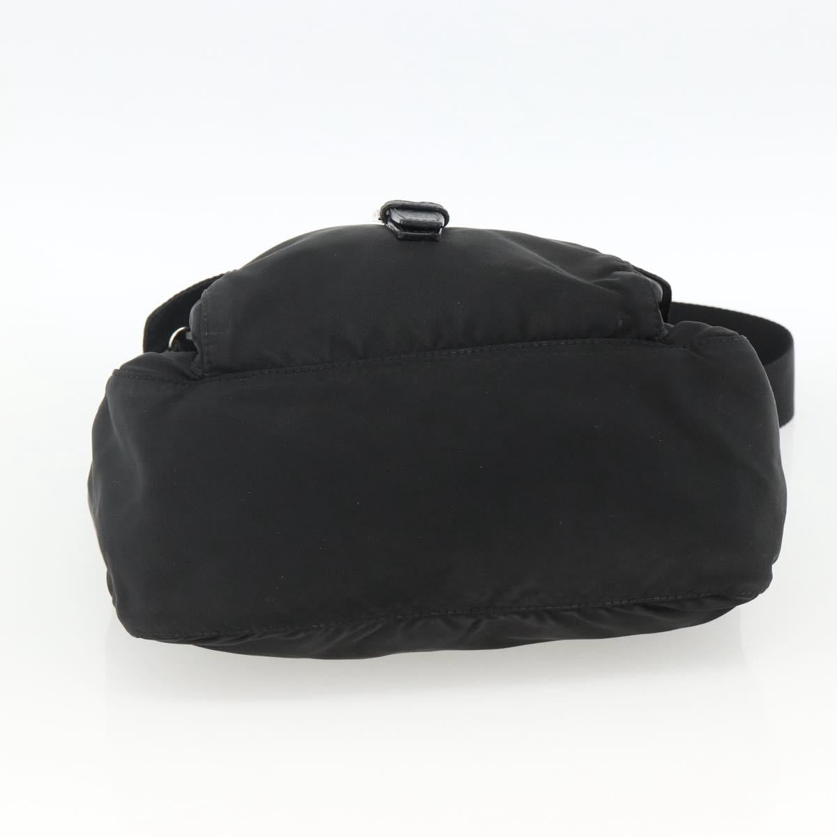 PRADA Shoulder Bag Nylon Black Silver Auth 165117