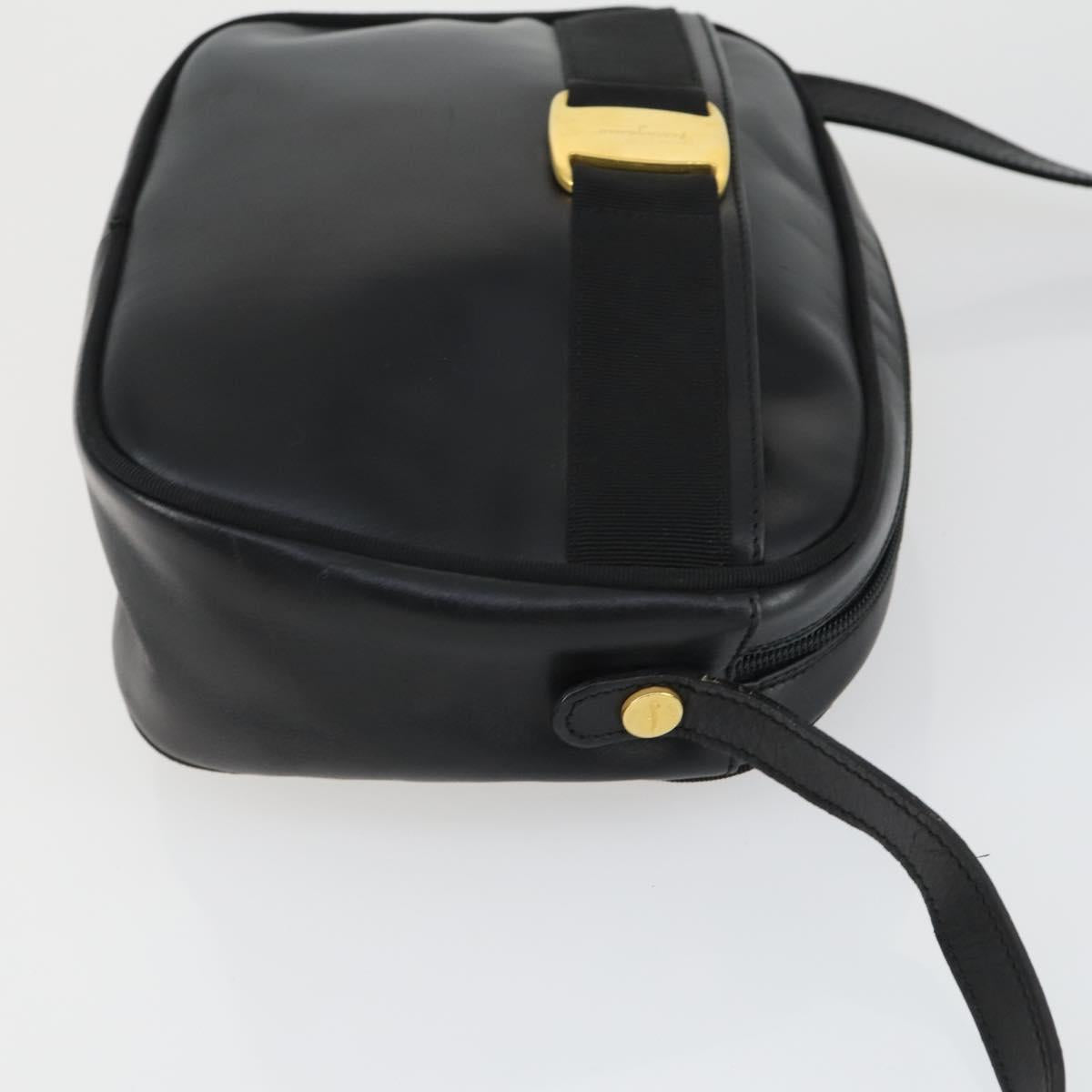 Salvatore Ferragamo Shoulder Bag Leather 3 Set Brown Black Auth 165121