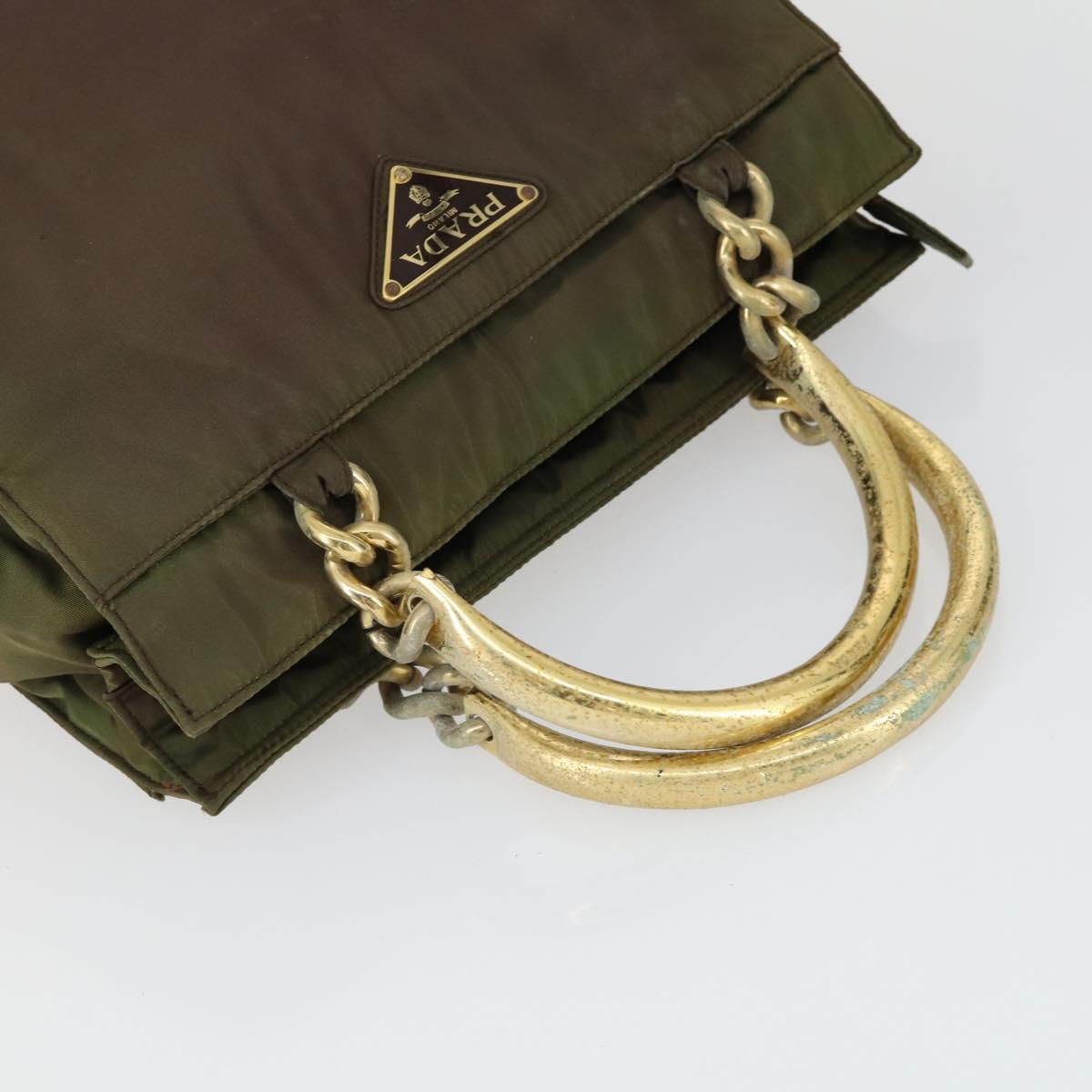 PRADA Shoulder Bag Nylon 3 Set Khaki Black Auth 165124
