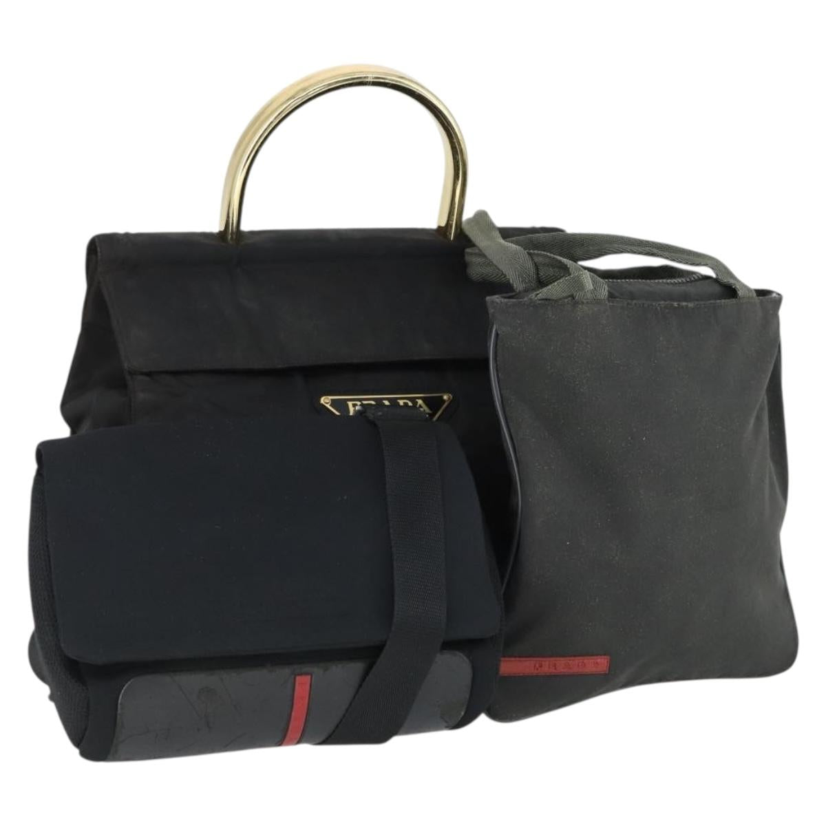 PRADA Shoulder Bag Nylon 3 Set Black Auth 165126