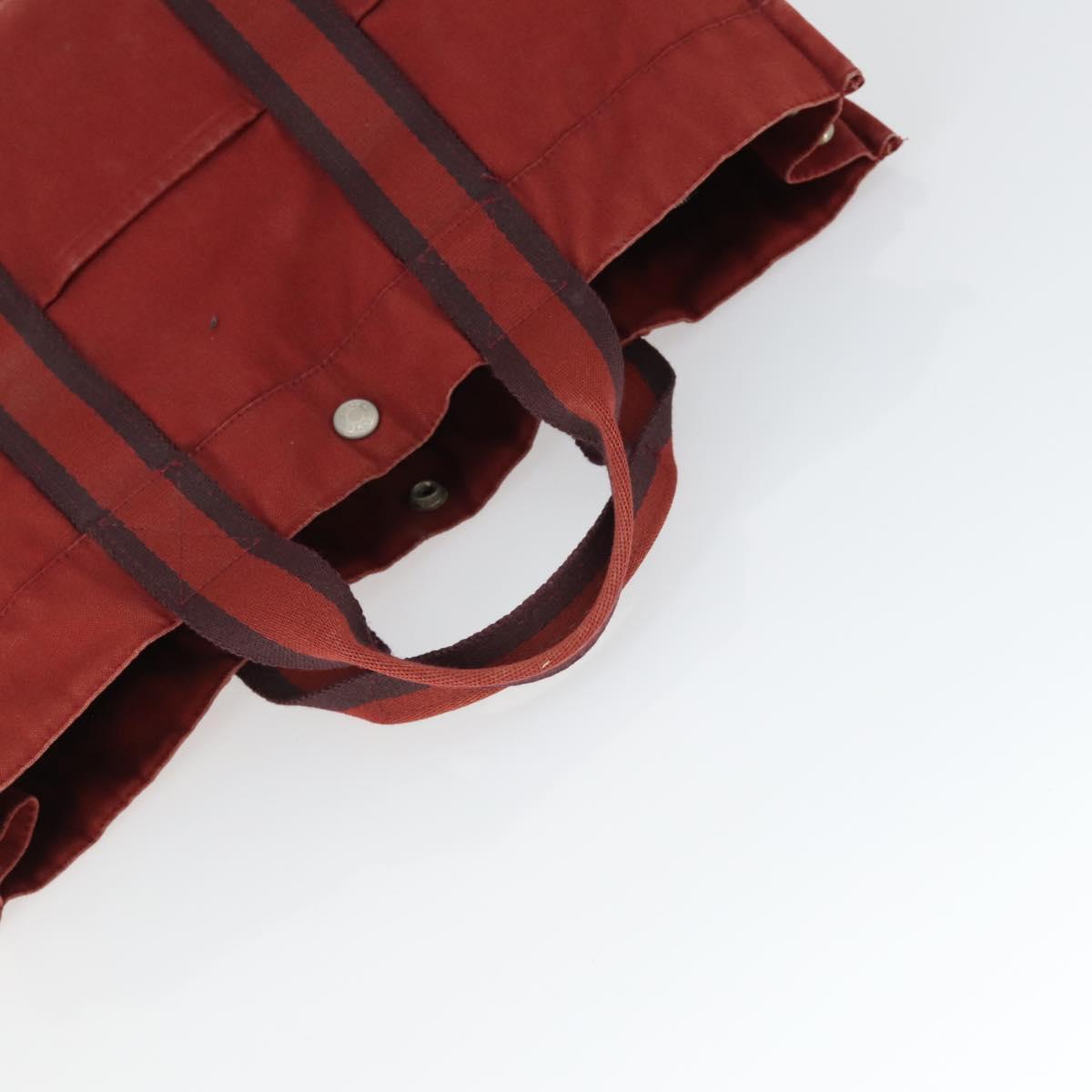HERMES Fourre Tout Hand Bag Canvas 3 Set Gray Black Red Auth 165128