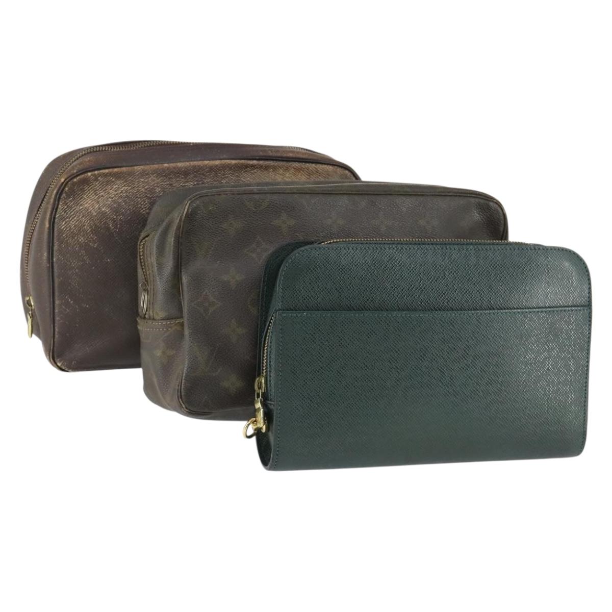 LOUIS VUITTON Monogram Clutch Bag 3 Set LV Auth 165129