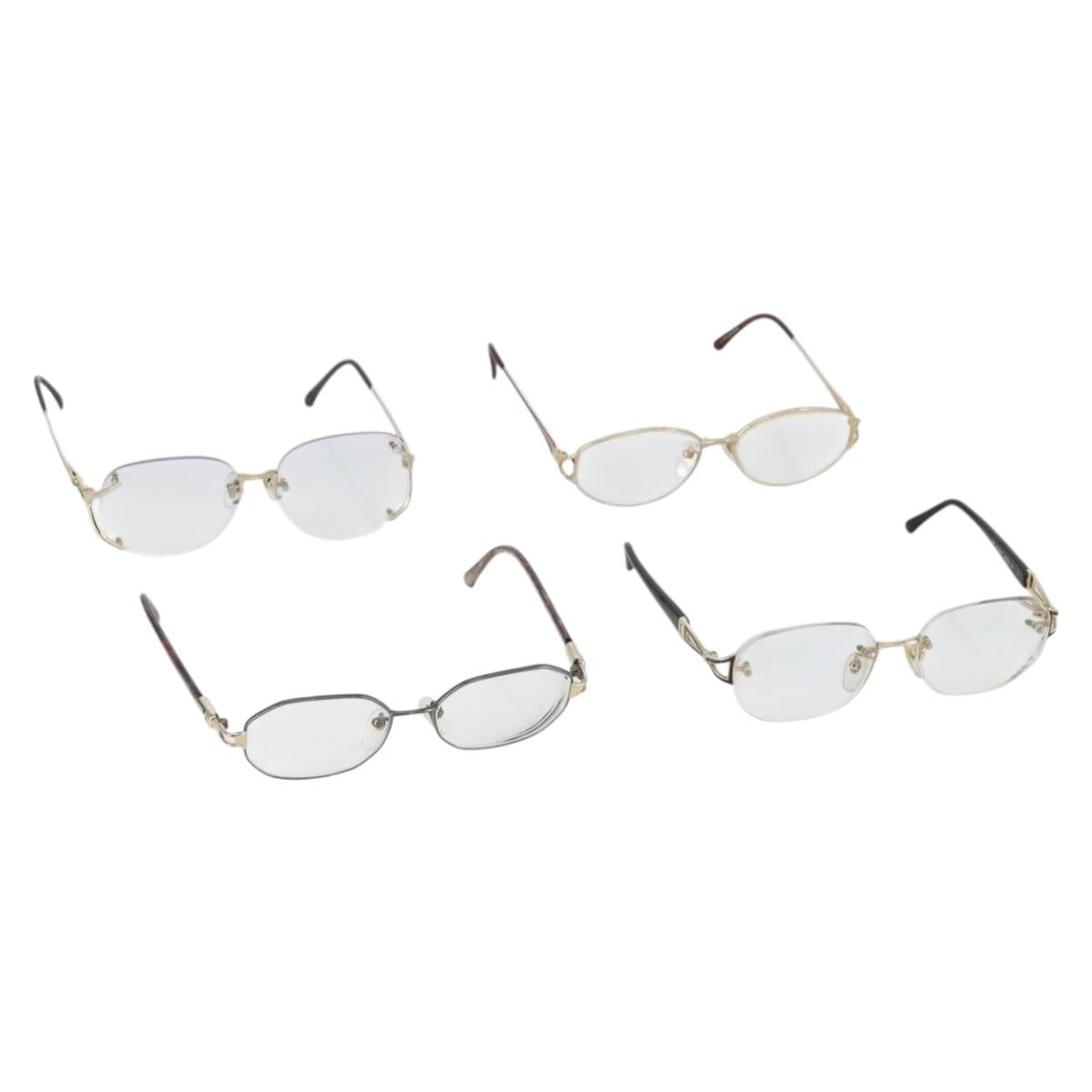 SAINT LAURENT Glasses plastic 4 Set Black Gold Auth 165142