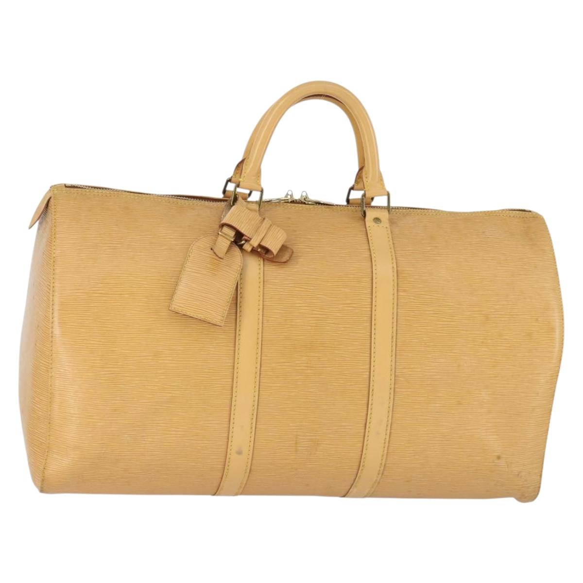 LOUIS VUITTON Epi Keepall 50 Boston Bag Beige M42941 LV Auth 165160