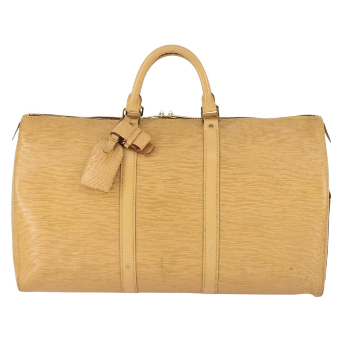 LOUIS VUITTON Epi Keepall 50 Boston Bag Beige M42941 LV Auth 165160