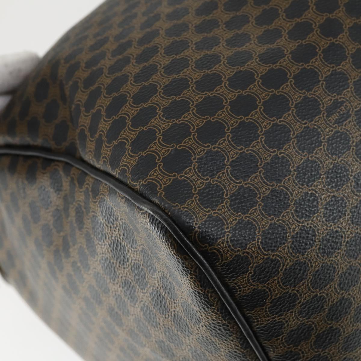 CELINE Macadam Canvas Boston Bag PVC Black Gold Auth 165170