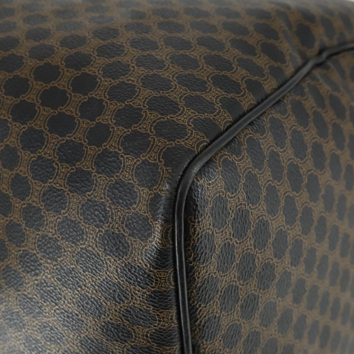 CELINE Macadam Canvas Boston Bag PVC Black Gold Auth 165170