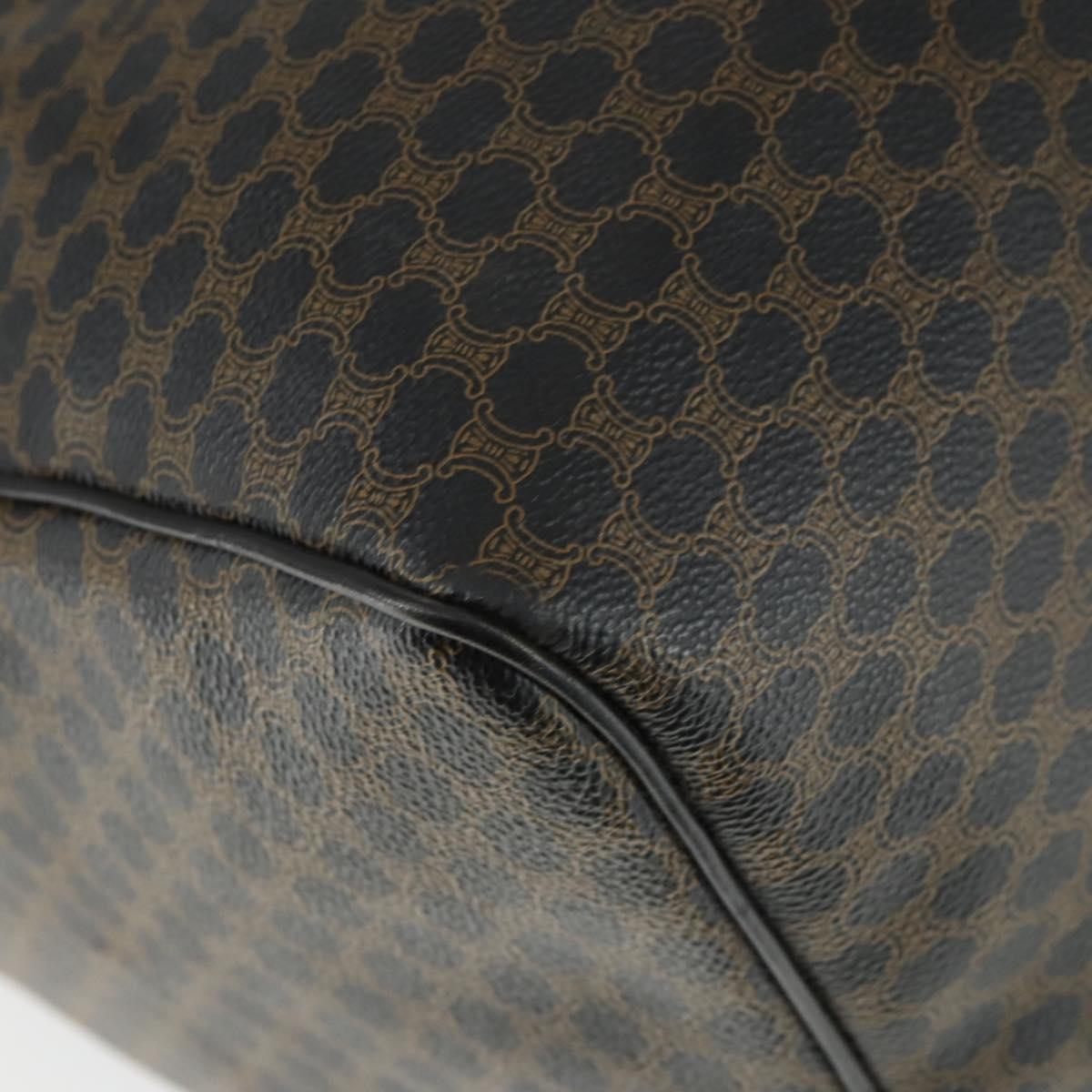 CELINE Macadam Canvas Boston Bag PVC Black Gold Auth 165170