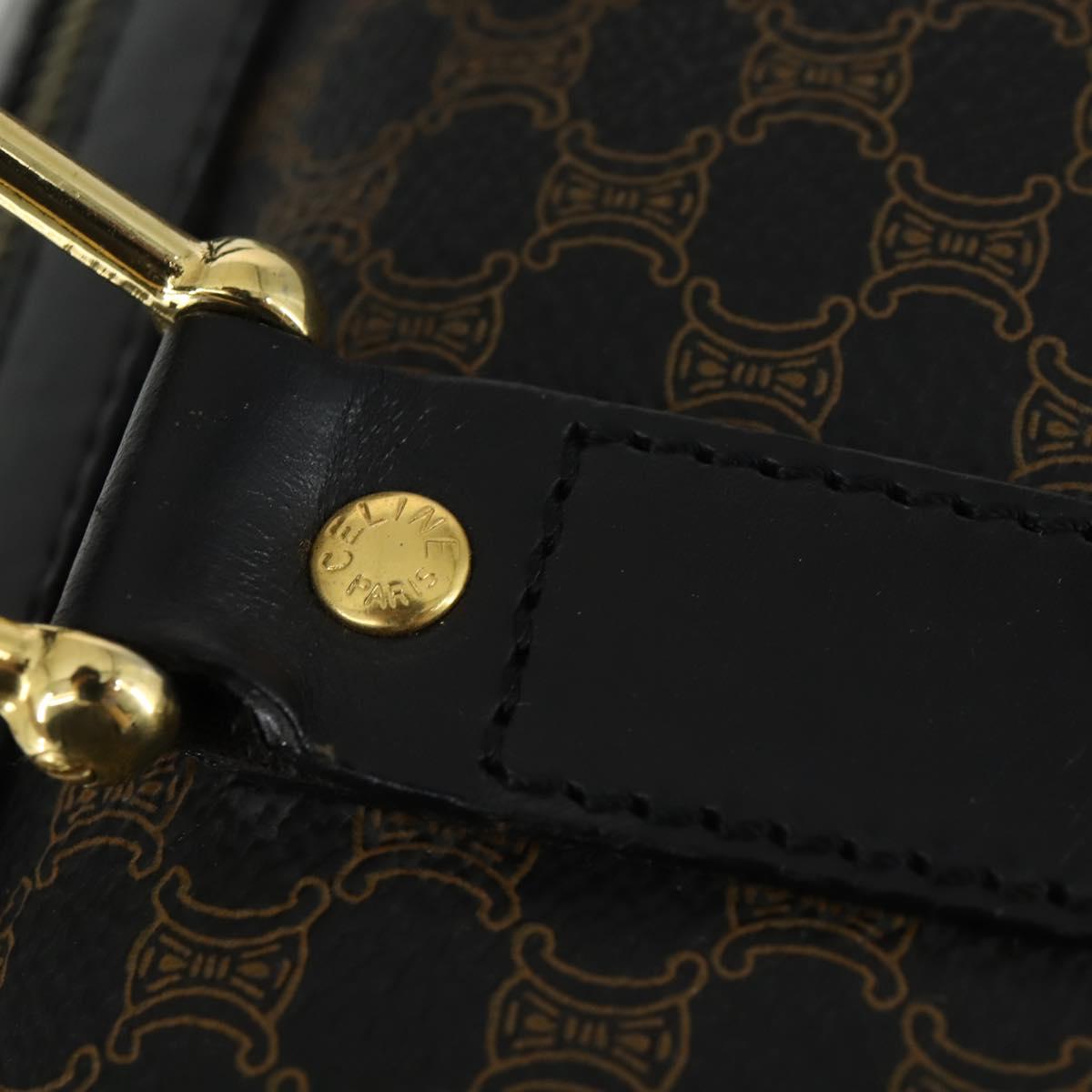 CELINE Macadam Canvas Boston Bag PVC Black Gold Auth 165170
