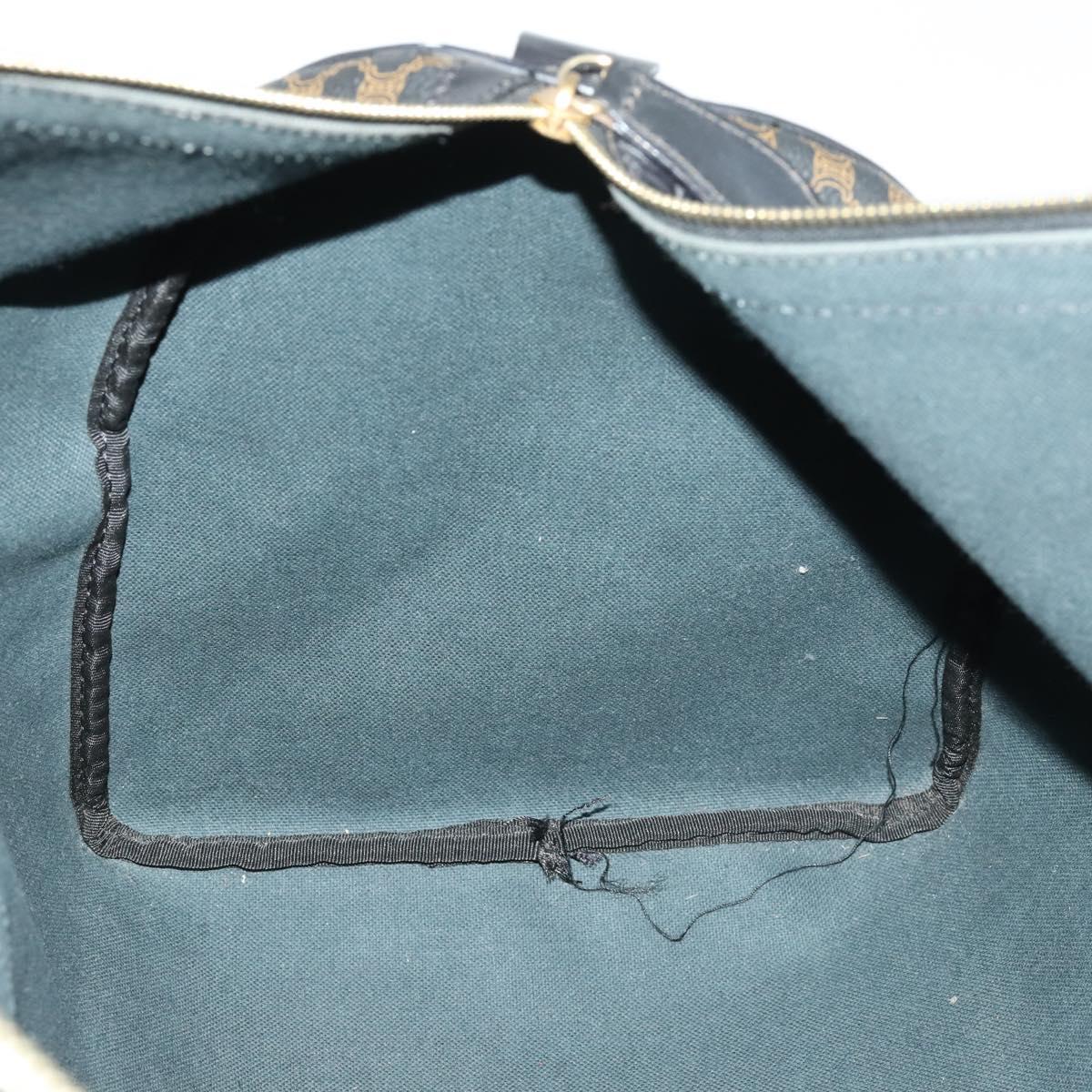 CELINE Macadam Canvas Boston Bag PVC Black Gold Auth 165170