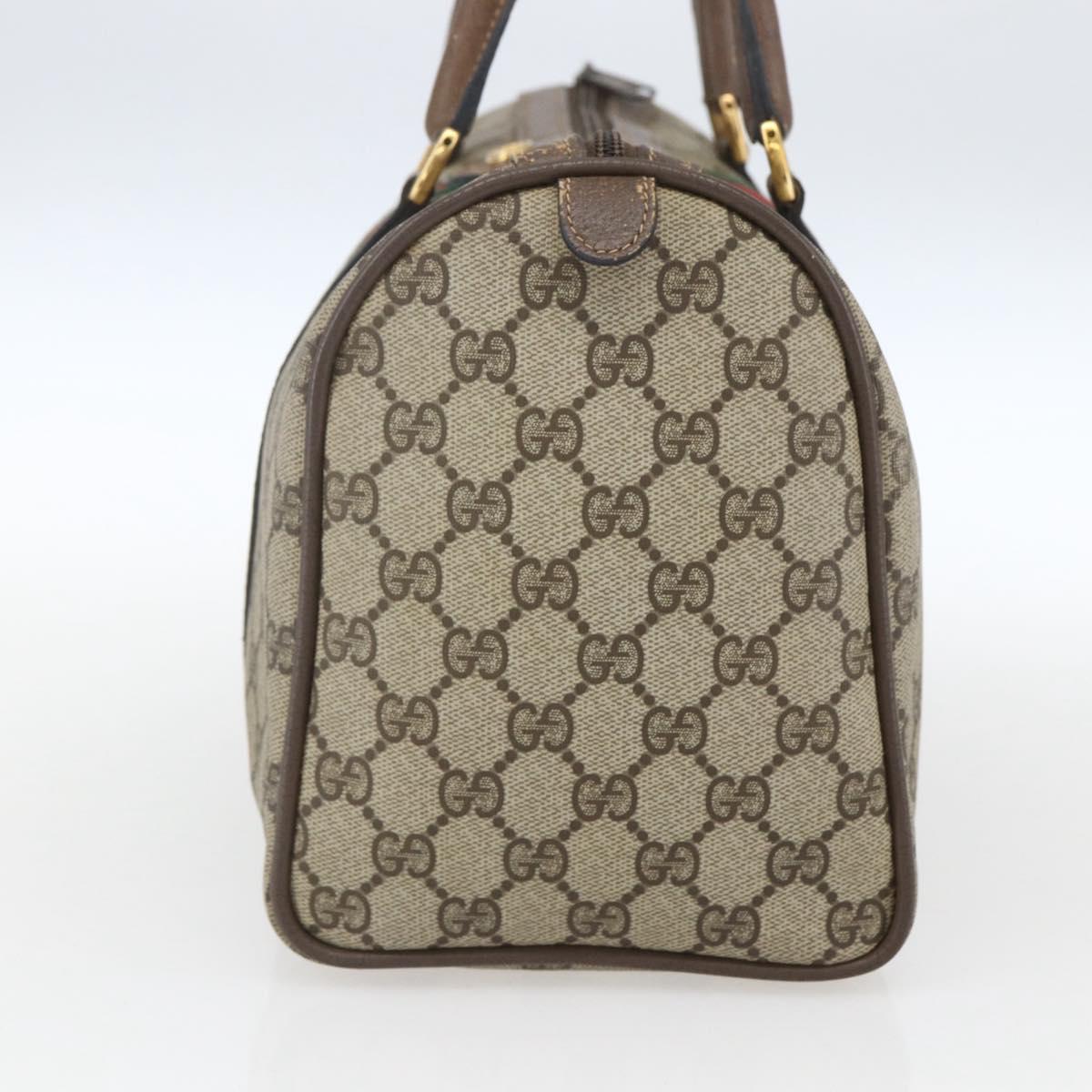 GUCCI GG Supreme Web Sherry Line Boston Bag PVC Beige Gold 39 02 007 Auth 165177