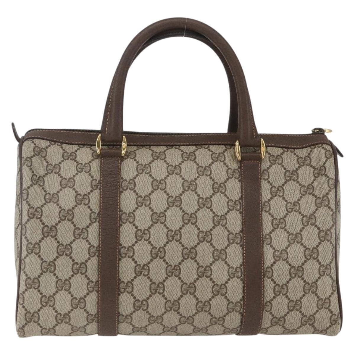 GUCCI GG Supreme Web Sherry Line Bag PVC Beige Gold 40 02 007 Auth 165178