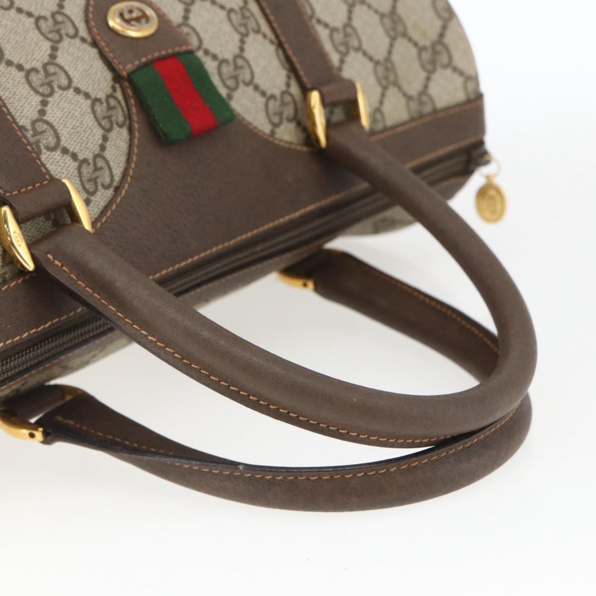 GUCCI GG Supreme Web Sherry Line Bag PVC Beige Gold 40 02 007 Auth 165178