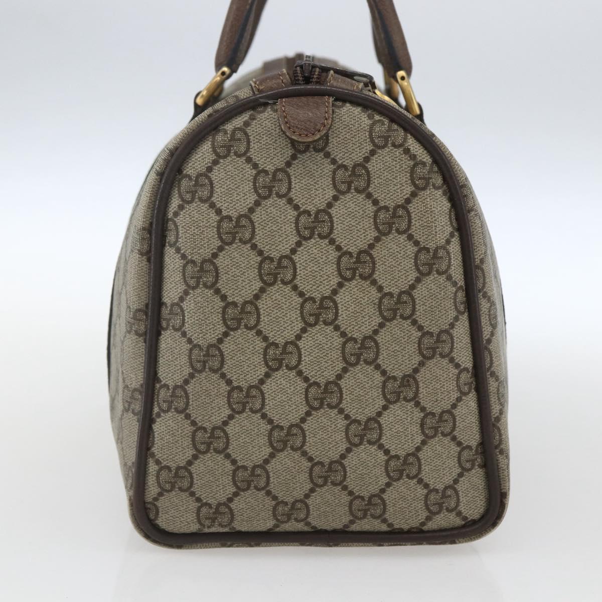 GUCCI GG Supreme Web Sherry Line Bag PVC Beige Gold 58 02 007 Auth 165180