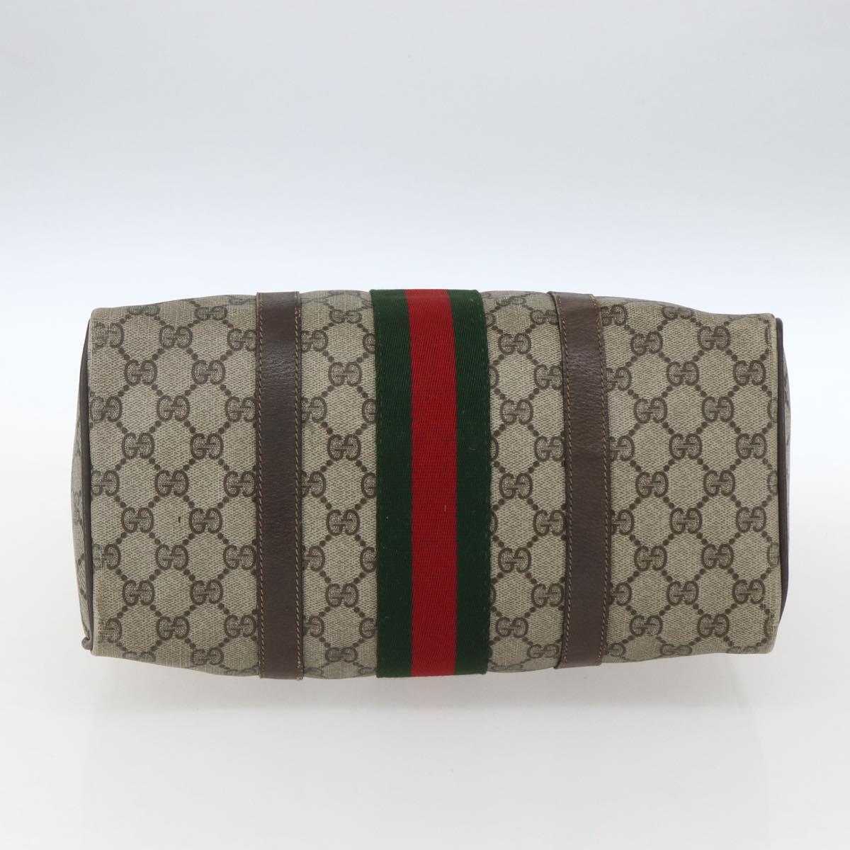 GUCCI GG Supreme Web Sherry Line Bag PVC Beige Gold 58 02 007 Auth 165180