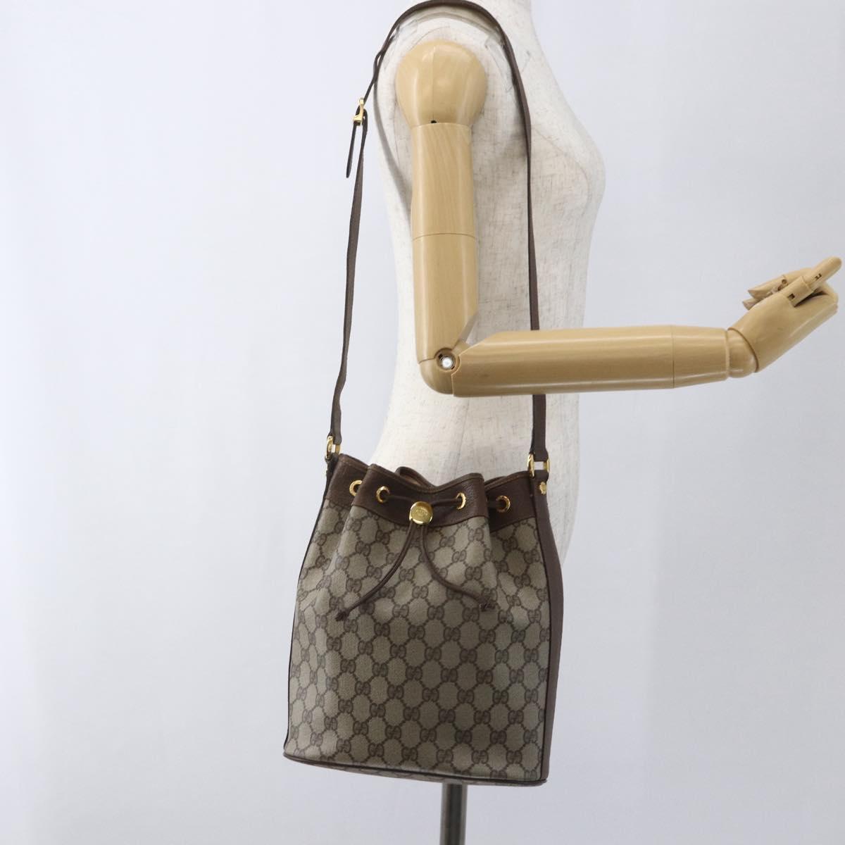 GUCCI GG Supreme Purse Bag PVC Leather Beige Gold 001 115 6179 Auth 165181