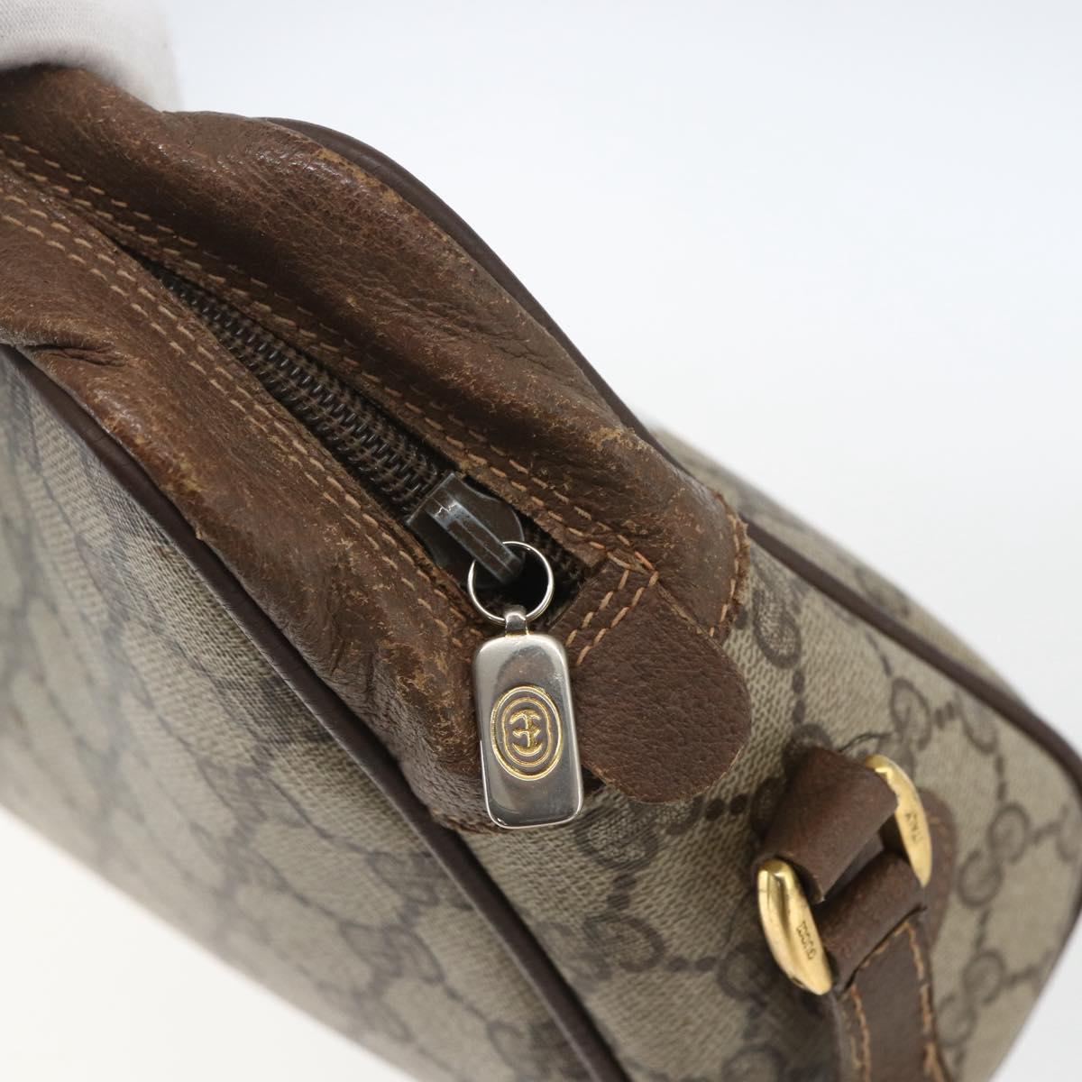 GUCCI GG Supreme Web Sherry Line Bag PVC Beige Gold 56 02 088 Auth 165182