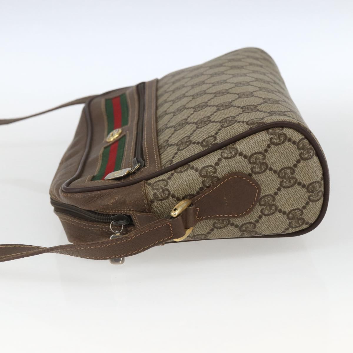 GUCCI GG Supreme Web Sherry Line Bag PVC Beige Gold 56 02 088 Auth 165182