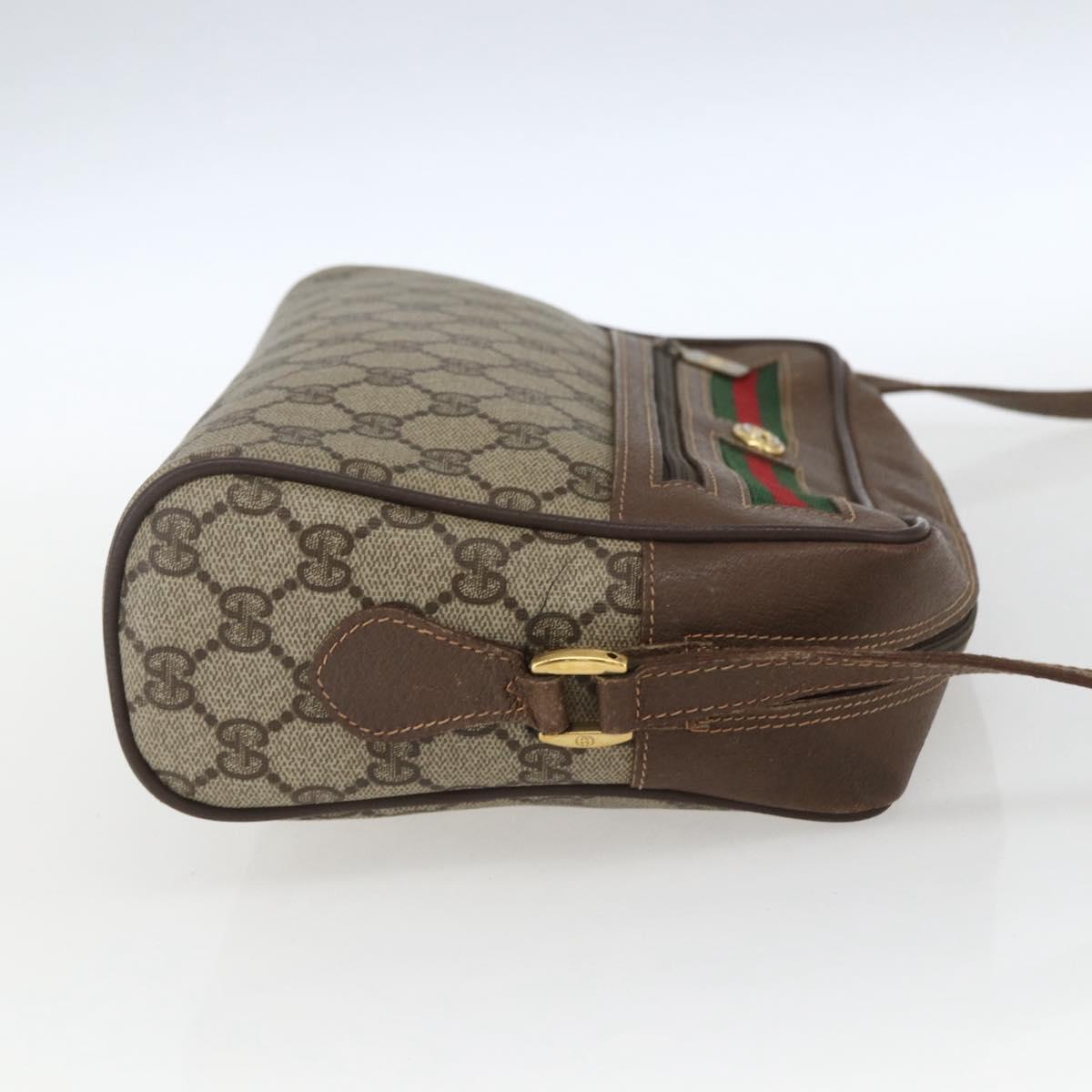 GUCCI GG Supreme Web Sherry Line Bag PVC Beige Gold 56 02 088 Auth 165182