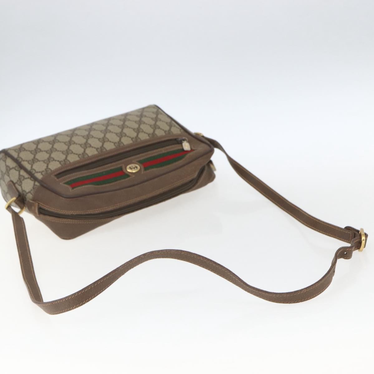 GUCCI GG Supreme Web Sherry Line Bag PVC Beige Gold 56 02 088 Auth 165182