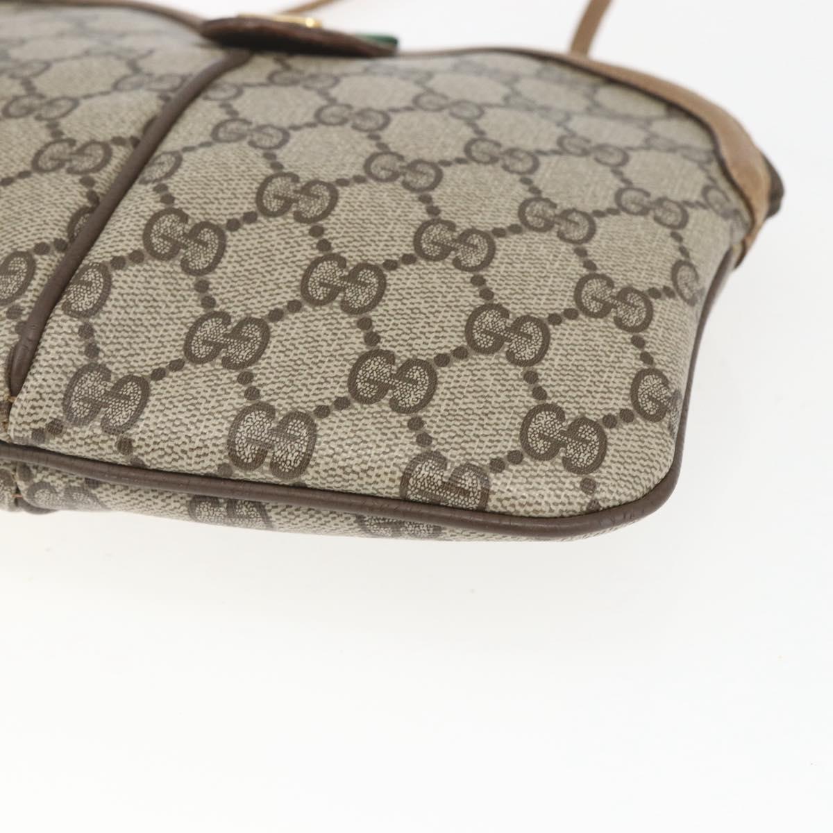 GUCCI GG Supreme Web Sherry Line Bag PVC Beige Gold 98 02 047 Auth 165184