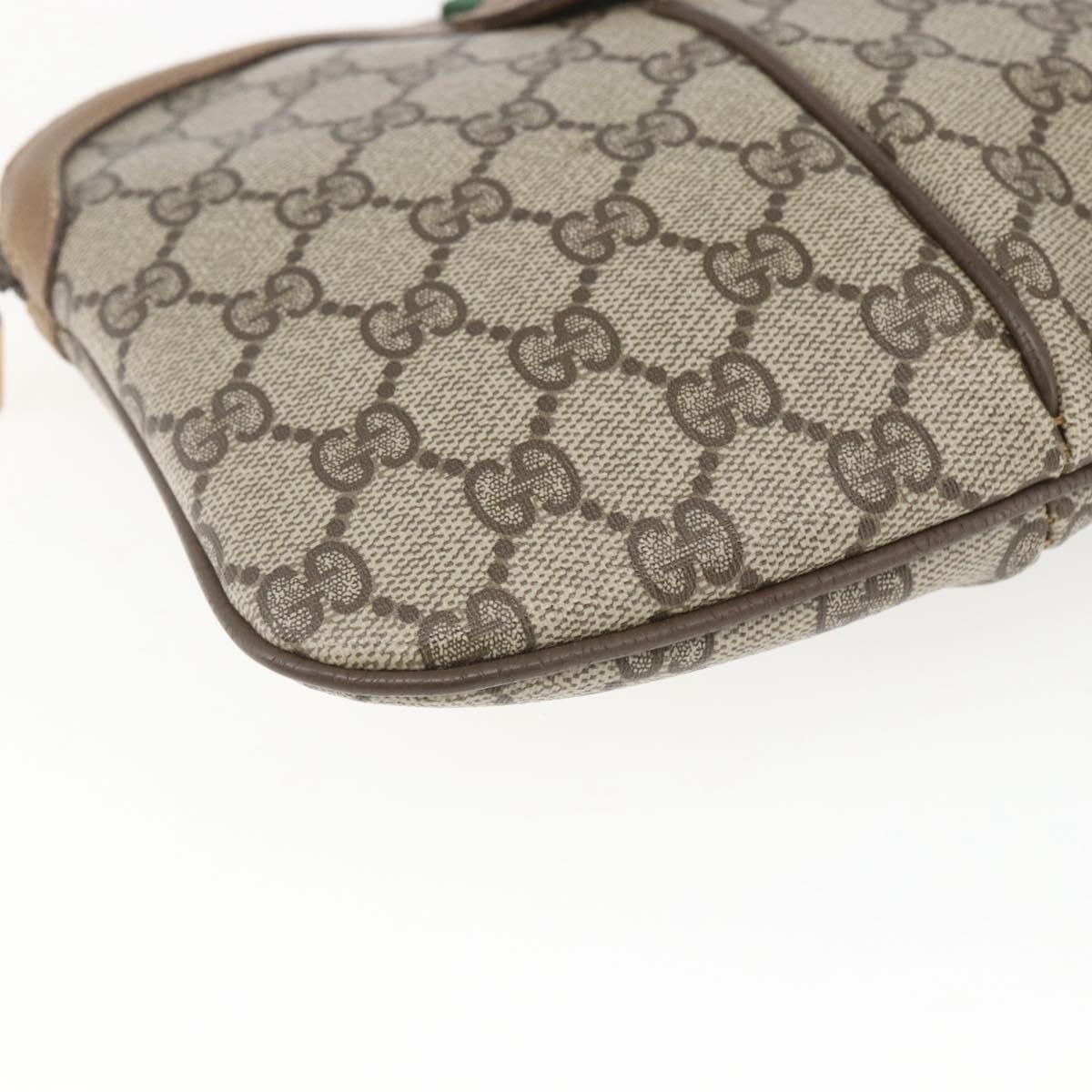 GUCCI GG Supreme Web Sherry Line Bag PVC Beige Gold 98 02 047 Auth 165184