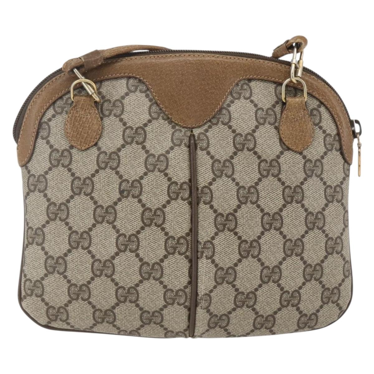 GUCCI GG Supreme Web Sherry Line Bag PVC Beige Gold 98 02 047 Auth 165184