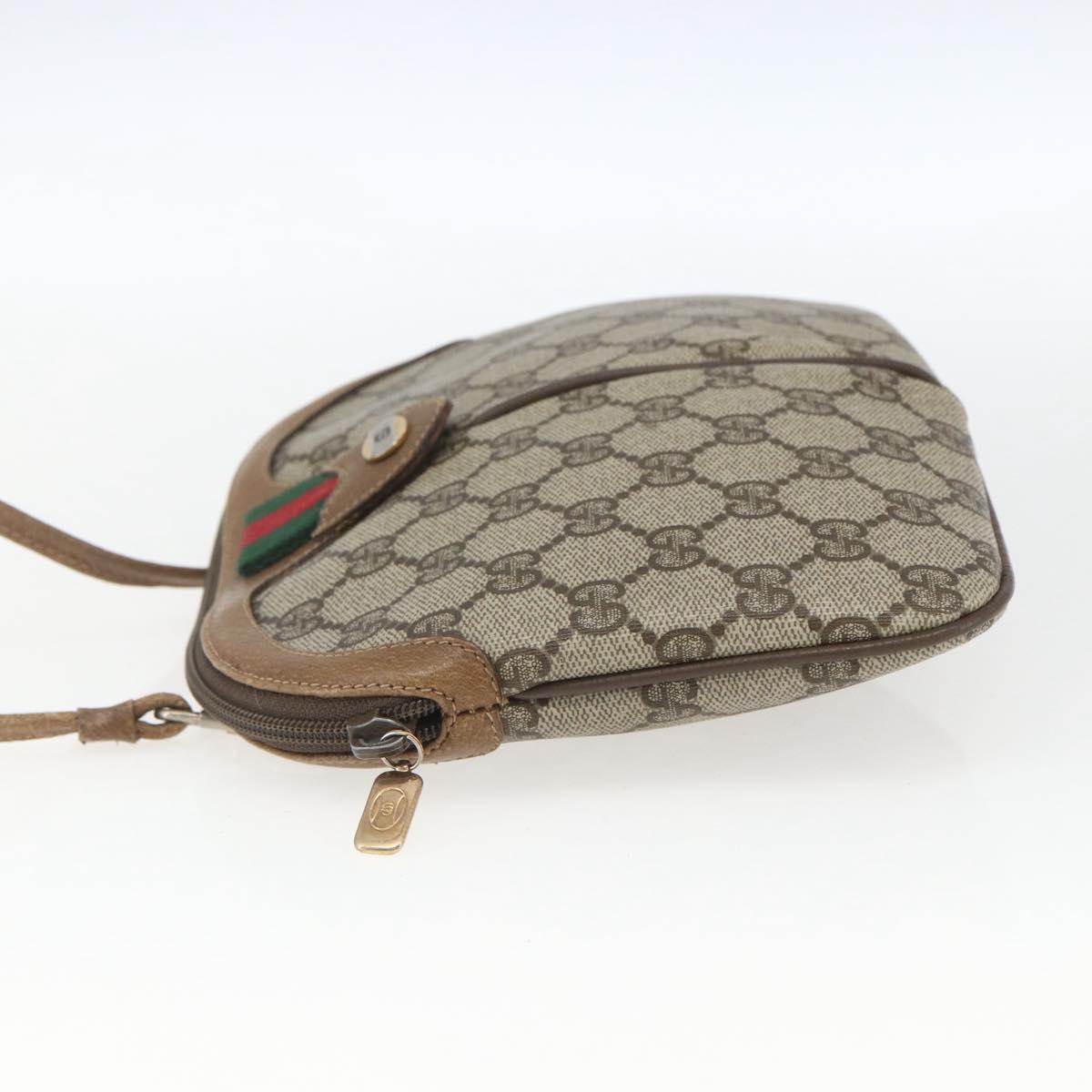 GUCCI GG Supreme Web Sherry Line Bag PVC Beige Gold 98 02 047 Auth 165184