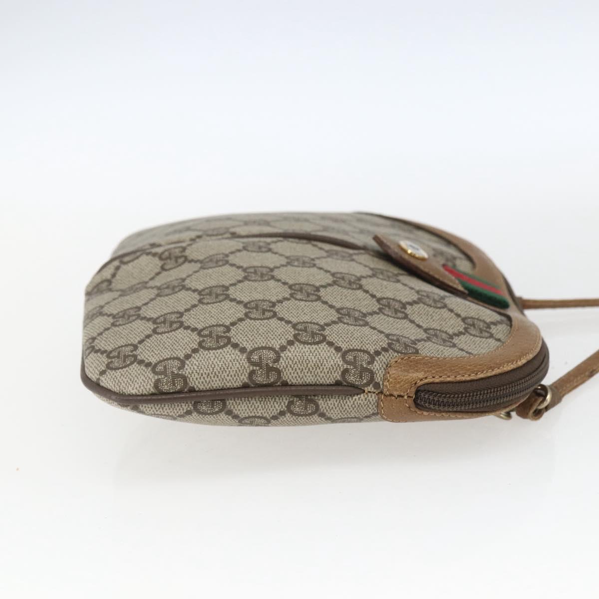 GUCCI GG Supreme Web Sherry Line Bag PVC Beige Gold 98 02 047 Auth 165184