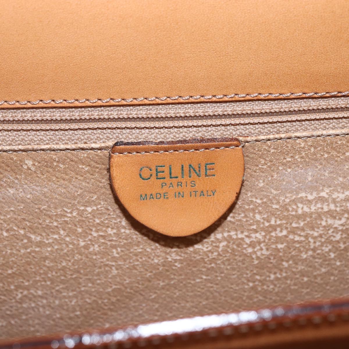 CELINE Macadam Canvas Hand Bag PVC Leather Brown Gold Auth 165186