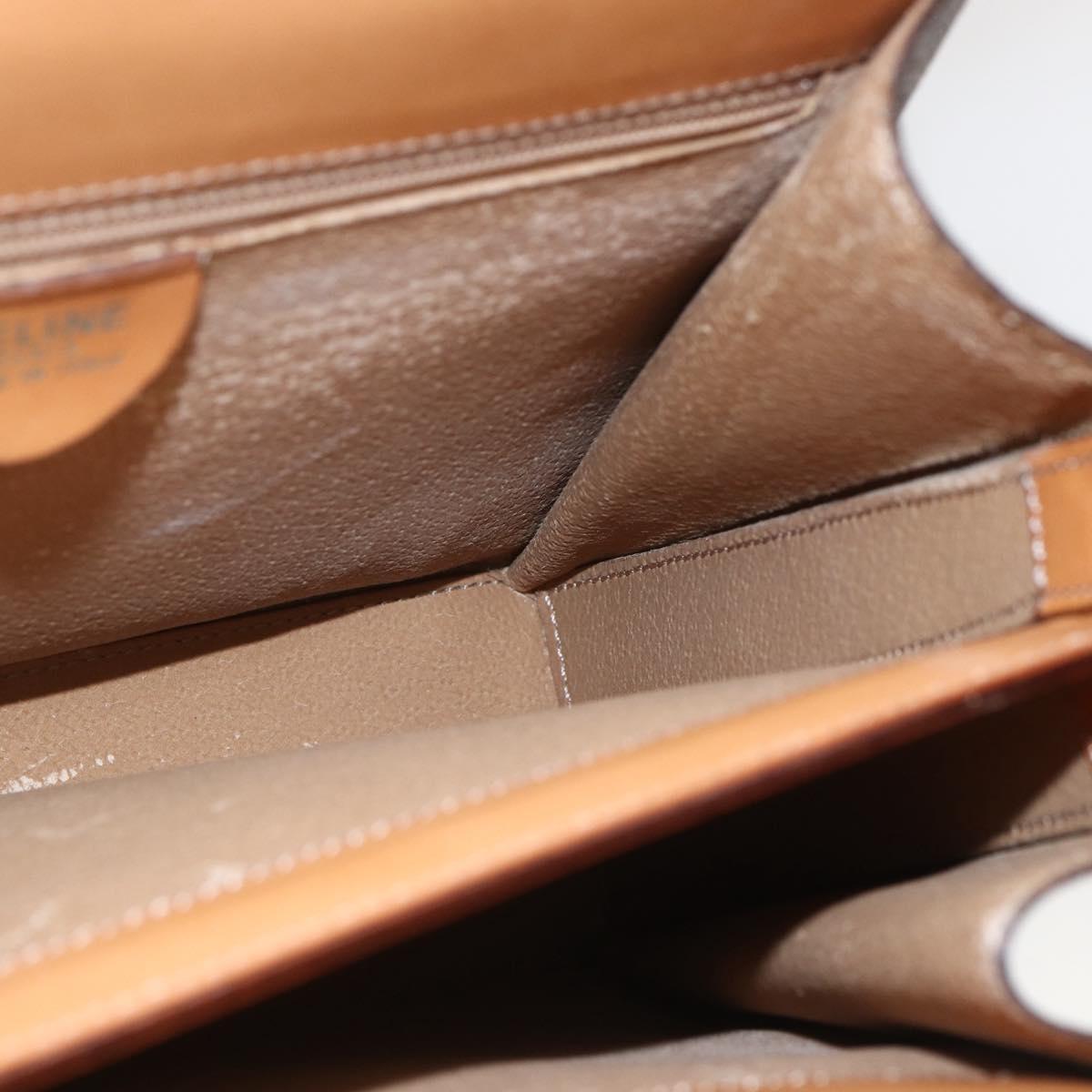 CELINE Macadam Canvas Hand Bag PVC Leather Brown Gold Auth 165186