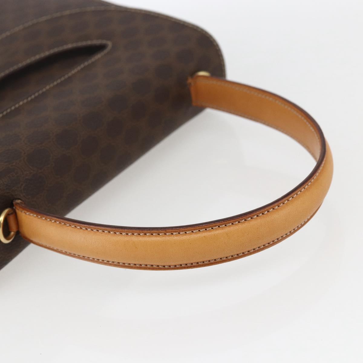 CELINE Macadam Canvas Hand Bag PVC Leather Brown Gold Auth 165186