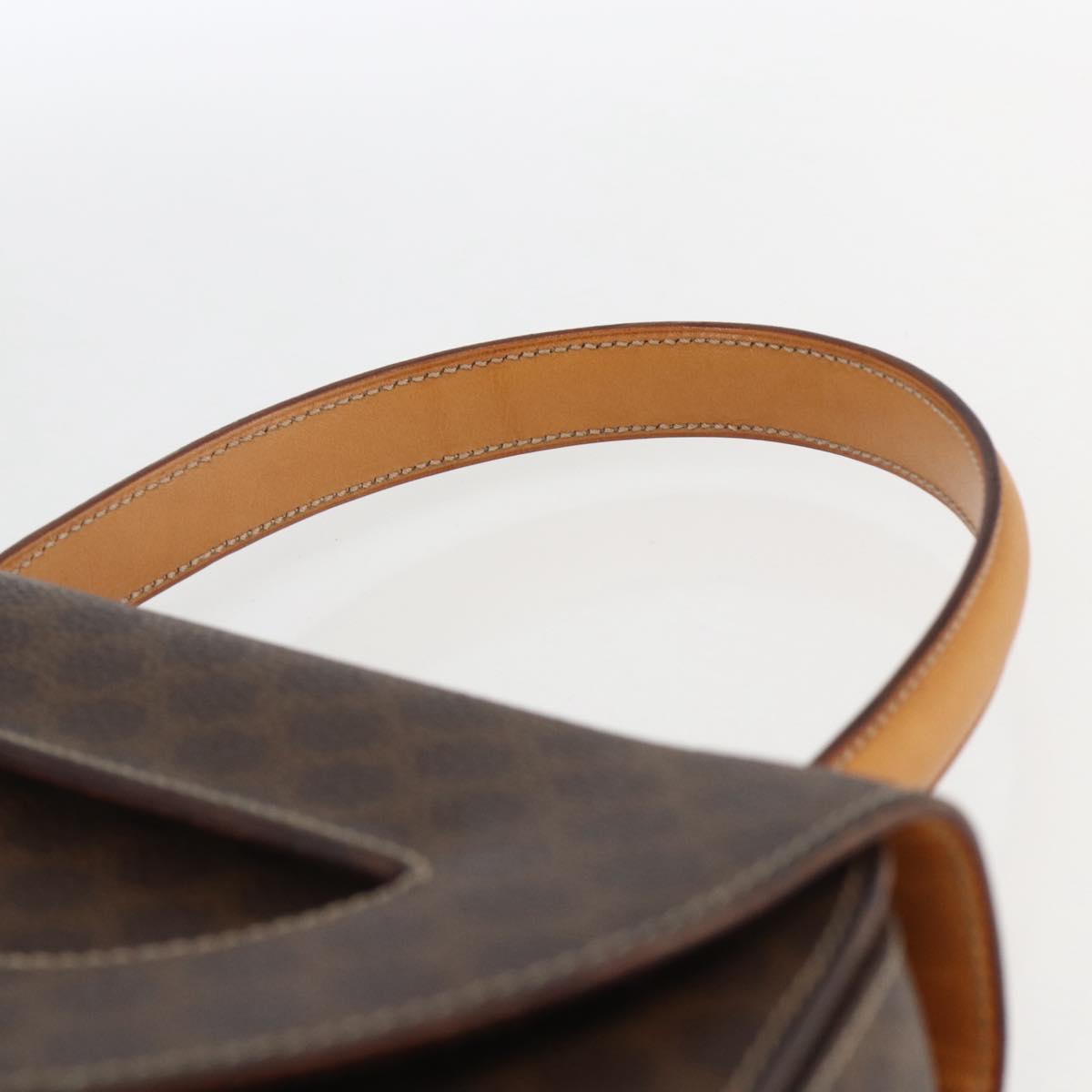 CELINE Macadam Canvas Hand Bag PVC Leather Brown Gold Auth 165186