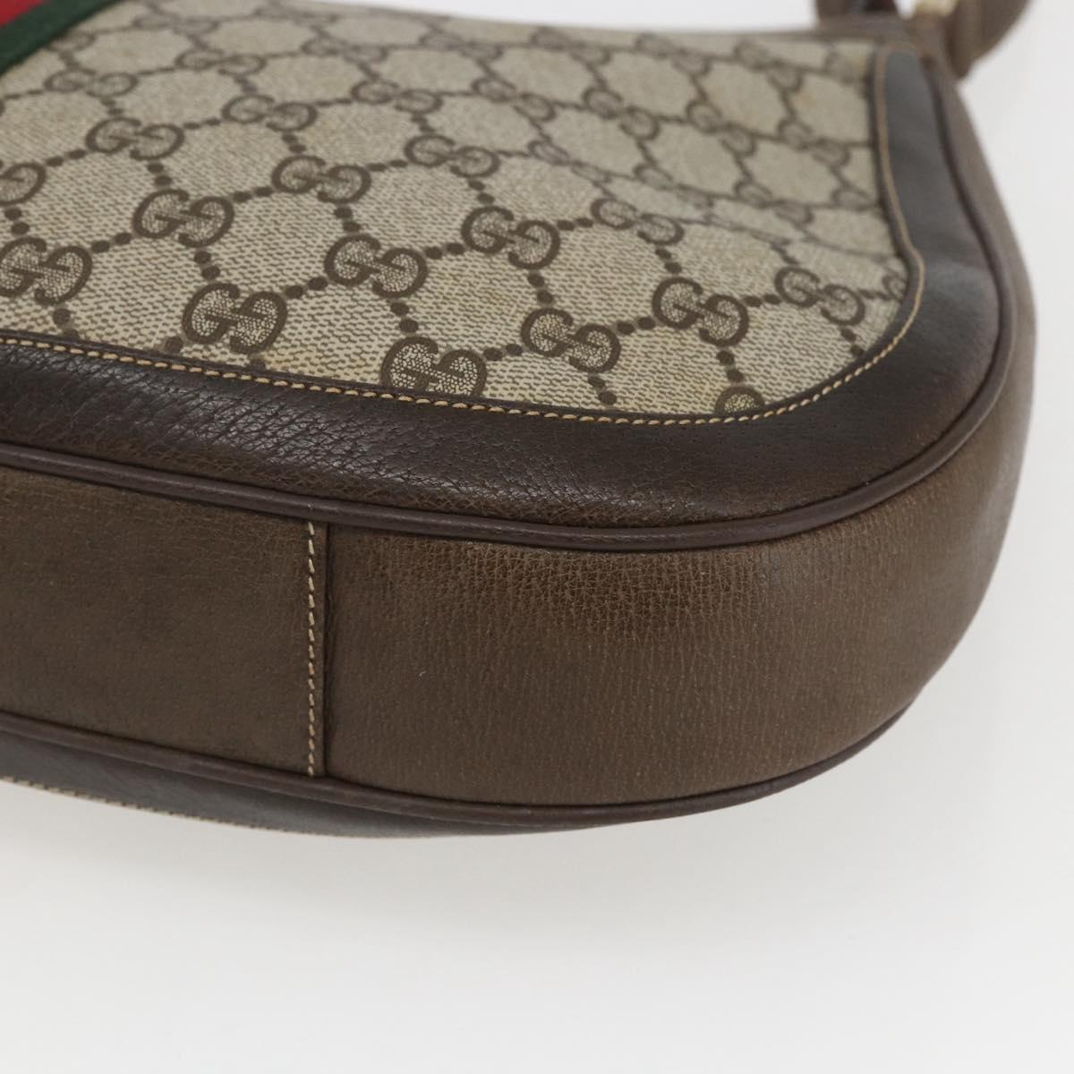 GUCCI GG Supreme Web Sherry Line Bag PVC Beige Gold 72 001 4467 Auth 165194
